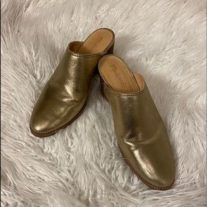 Madewell Gold Harper Mules size 8.5